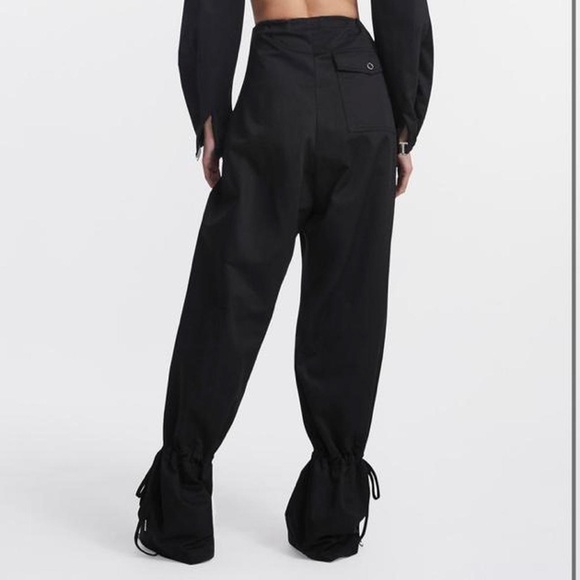 Dion Lee - Eyelet Tie Parachute Black Trousers Adjustable Waist Pants - Picture 2 of 5